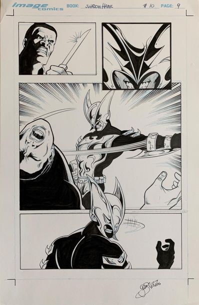 null Jim Valentino G.W. Fisher (IMAGE COMICS)
Shadowhawk #10, page 9, 1994
Encre...