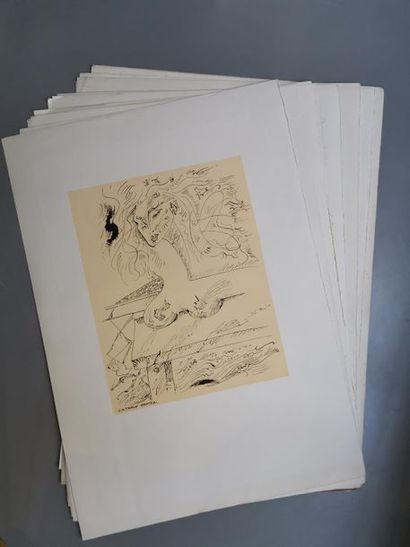 null Atelier André Masson - Important ensemble de lithographies érotiques 
en noir...