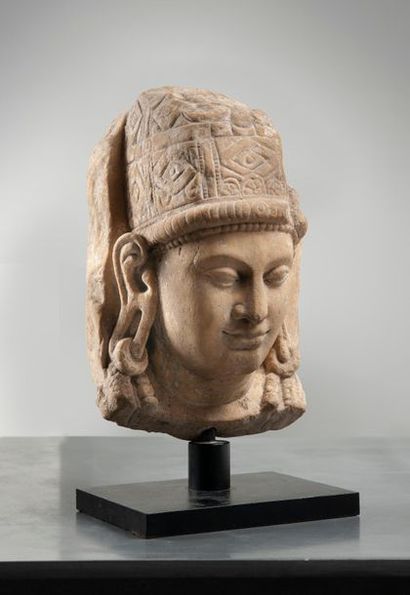 null Art post Gandhara, 5th - 7th century. Head of Surya * carved in high relief...