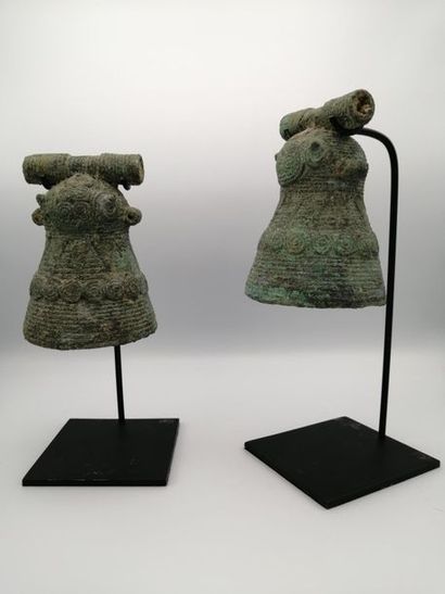 null VIETNAM, Dong Son Culture, first millennium B.C. Two ritual bells with geometric...