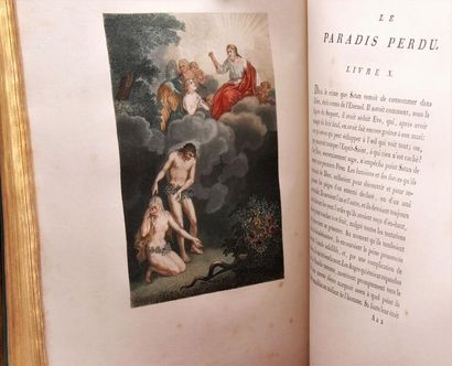 null MILTON, John. Le Paradis Perdu, poem by Milton; Edition in English and French,...