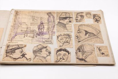 null ALBUMS OF CARICATURES AND DRAWINGS on the 14/18 War. Two large albums in Italian...