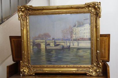 null André CABANE (1926). Le Pont Neuf. Huile sur toile signée en bas à gauche. H....
