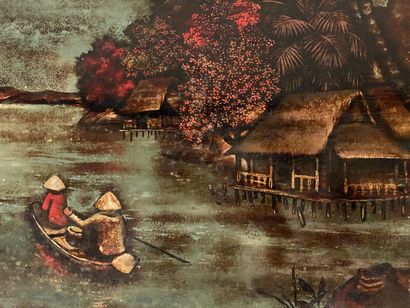 null 
Vietnam, deuxième partie du XXème siècle 






Panneau laqué avec paysage...
