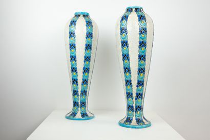null Charles CATTEAU, Boch, la Louvière ( 1880-1966 ) 

Paire de vases en faïence...