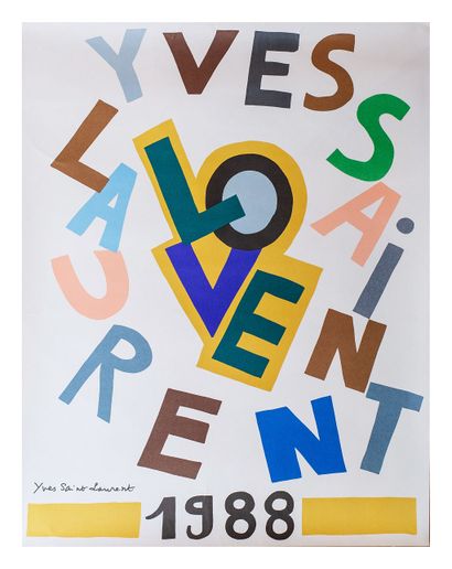 null 
Yves SAINT LAURENT (1936-2008), d'après


Love, 1988


Affiche "carte de vœux"....