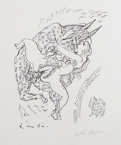 null MASSON André (1896-1987) 

Lithographie en noir L’âne d’or, signée au crayon...