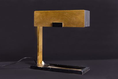 Atelier Jean PERZEL Workshop Jean PERZEL 
Rectangular desk lamp in brass and black...