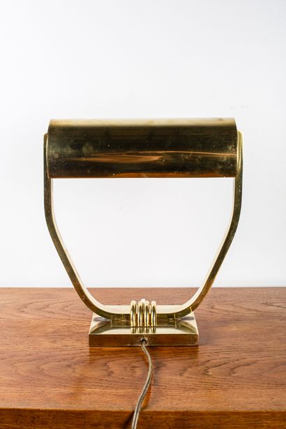  Modernist work of the 1940's, in the taste of Jean PERZEL (1892-1986) 
Brass desk...