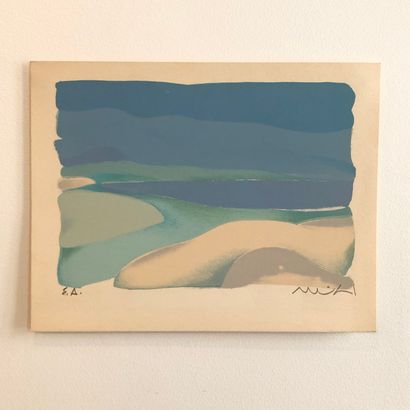 MÜLH Roger MÜLH Roger (1928-2008 ) (after),

Seaside landscape,

Lithograph in colors...