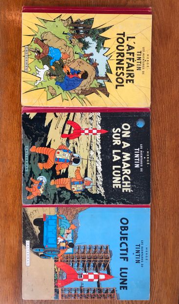 Hergé Hergé (1907-1983), Trois albums de Tintin année 1958 état moyen. L’affaire...