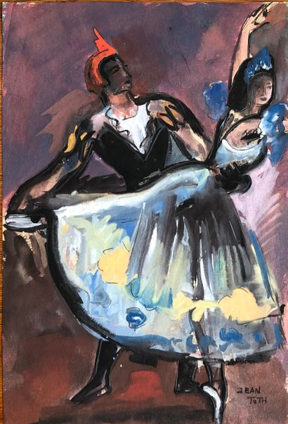 Jean TOTH Jean TOTH ( 1899-1972)

Ballet dancers. 

Watercolour and gouache on paper...