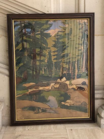 Victor PROUVÉ Victor PROUVÉ (1848 - 1943)

View of a forest

Gouache on paper, signed,...