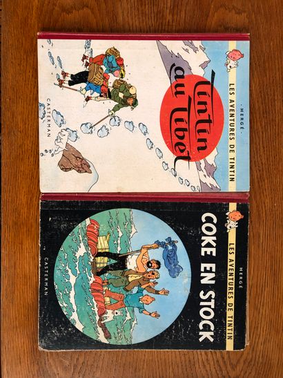Hergé Hergé (1907-1983), Deux albums de Tintin année 1958 état moyen. Tintin au Tibet,...