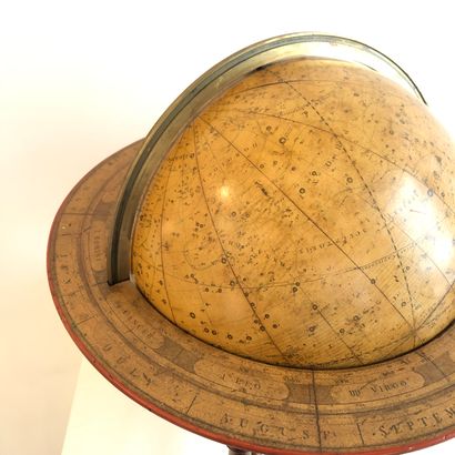 null Celestial globe by CARY resting on four baluster feet in mahogany. 

Equatorial...