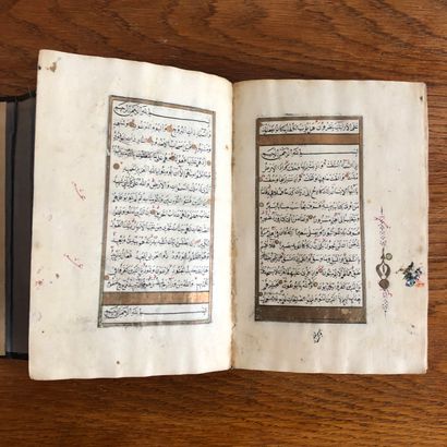 null Nineteenth-century calligraphic Qur'an in a contemporary cover binding on parchment....