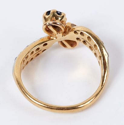 null Ring "You and Me" in yellow gold and white gold 18K (750 thousandths) decorated...