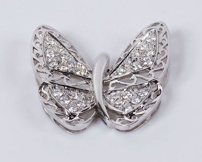 null Charming PENDANT "Butterfly" in white gold 18K (750 thousandths) openwork and...