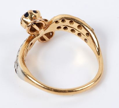 null Ring "You and Me" in yellow gold and white gold 18K (750 thousandths) decorated...