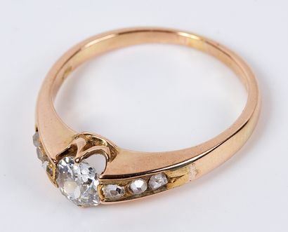 Ring in pink gold 14K (585 thousandths) decorated...