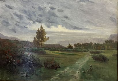 Auguste LORANGE 1833-1975 Paysage.

Huile sur toile signée en bas à gauche, 

H:...