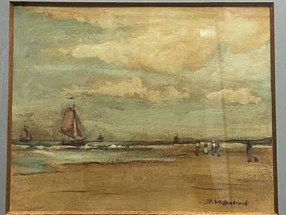 Johan Hendrik WEISSENBRUCH (1824-1903) Bord de mer.

Huile sur papier, signée en...