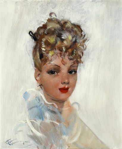Jean Gabriel DOMERGUE (1889-1962) Les boucles blondes. 

Huile sur toile.

Signée...