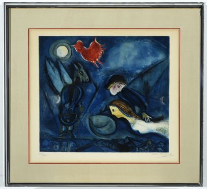 Marc CHAGALL (1887-1985), d'après Aleko, vers 1955. 

Eau-forte et aquatinte en couleurs,...
