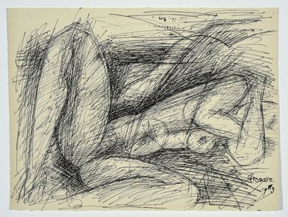 Marcel GROMAIRE (1892-1971) Nu étendu. 

Encre sur papier. 

33 x 25,5 cm. 



Artiste...