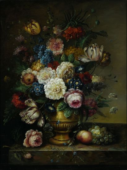 François GABRIEL (1893-1993) Bouquet de fleurs sur entablement. 

Huile sur toile...
