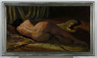 Yves Diey (1892-1984) Femme nue allongée. 

Huile sur toile signée en bas à gauche....