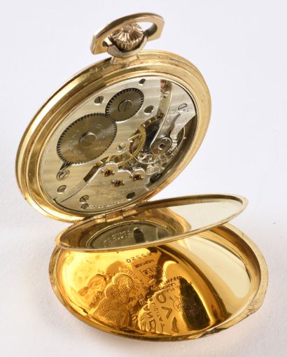 MOVADO Art Déco vers 1930 Élégante montre de poche en or jaune 18K, boitier rond...