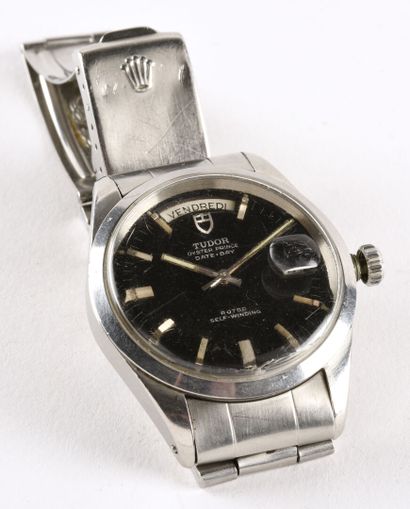 TUDOR Oyster Prince "Date-Day" ref.7017/0 vers 1979. Montre bracelet en acier. Large...