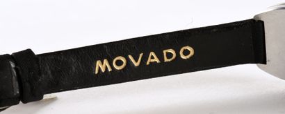 MOVADO "Ellipse" vers 1965. NOS. Montre bracelet de dame en métal brossé plaqué or...