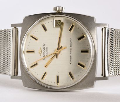 MOVADO "Kingmatic Surf- date" HS-360, vers 1965. Montre bracelet en acier, boitier...