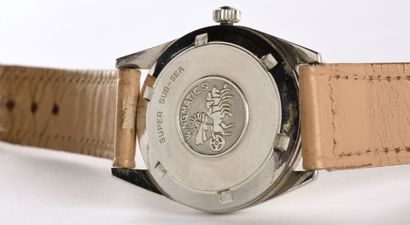 MOVADO "Kingmatic S" Sub Sea vers 1965. Montre bracelet en acier, boitier coussin,...
