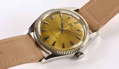 MOVADO "Kingmatic S" Sub Sea vers 1965. Montre bracelet en acier, boitier coussin,...