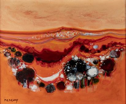 Frédéric MENGUY (1927-2007) The red hill. 

Oil on canvas, signed lower left, titled...