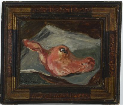 Jacques CHAPIRO (1887/97-1972) Still life with a calf's head. 

Oil on panel, signed...