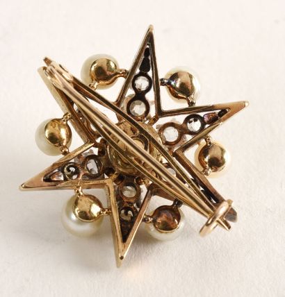 null Brooch in yellow gold 18K (750 thousandths) stylizing a star decorated with...