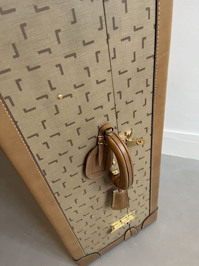 LANCEL Dressing trunk of right form out of wooden sheathed with coated fabric monogrammed...