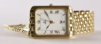 KODY, vers 1980. 18k yellow gold wristwatch, rectangular case, smooth bezel, screw-down...