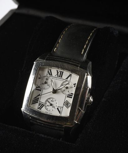 MAUBOUSSIN "Délicieuse" circa 2000.

Steel wristwatch, large tonneau case with two...