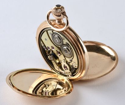 LeCoultre et Cie vers 1900 Savonnette de poche à répétition au quarts en or rose...