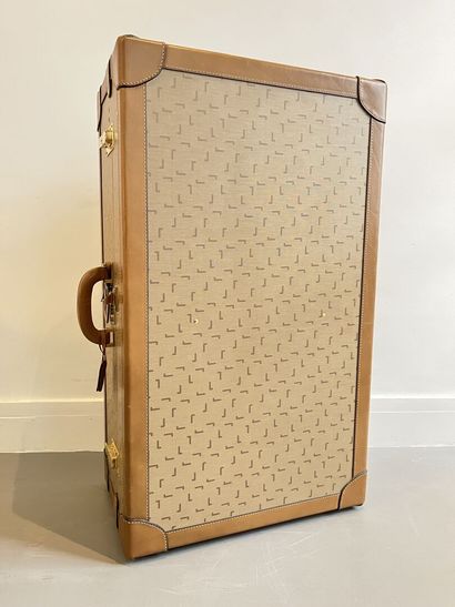 LANCEL Dressing trunk of right form out of wooden sheathed with coated fabric monogrammed...