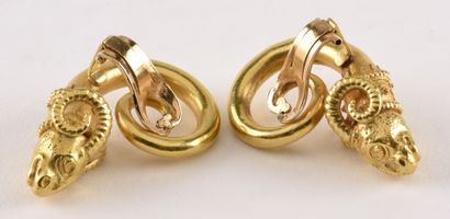 ZOLOTAS Paire de clips d'oreilles en or jaune 18K (750 millièmes) à motifs enroulés...