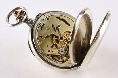 CHRONOGRAPHE Breveté S.G.D.G vers 1890 Silver pocket watch with pendant winding,...