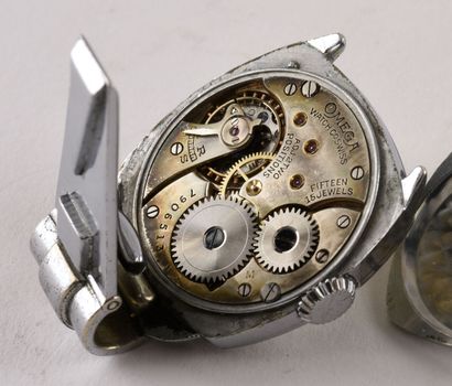 OMEGA "Montre agrafe ou clip" vers 1931 Rare and exceptional steel watch, elegant...