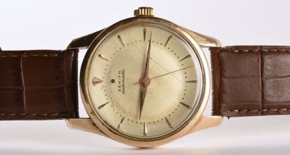 ZENITH vers 1955 Plated metal wristwatch, round case with large opening, smooth bezel,...