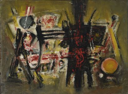 Franz BEER (1929) Composition, 1954.

Oil on paper pasted on panel. 

Signed and...